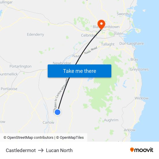 Castledermot to Lucan North map