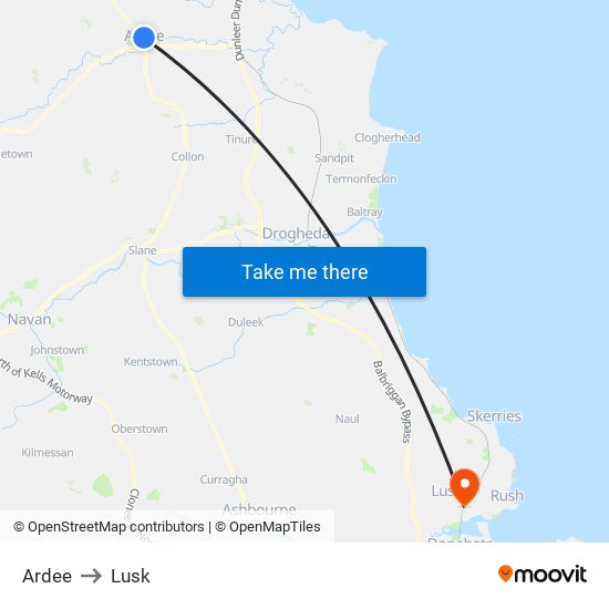 Ardee to Lusk map