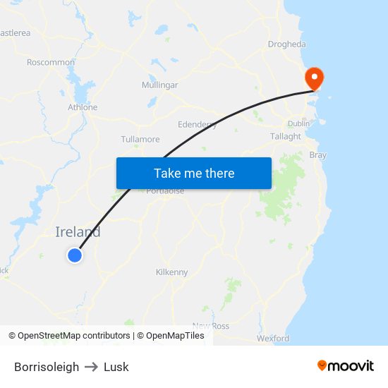 Borrisoleigh to Lusk map