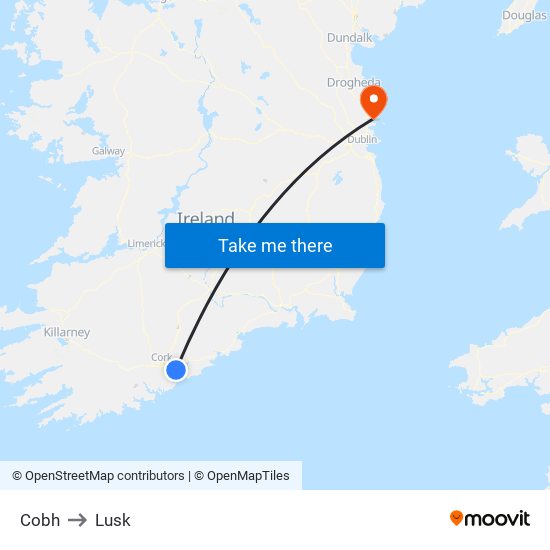 Cobh to Lusk map