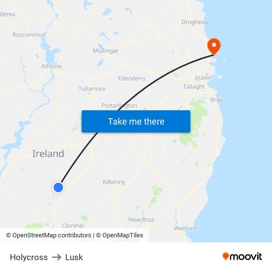 Holycross to Lusk map