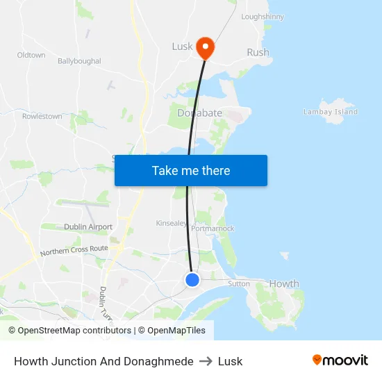 Howth Junction And Donaghmede to Lusk map