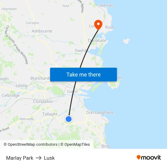 Marlay Park to Lusk map