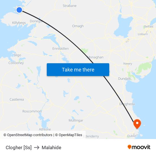 Clogher [Ss] to Malahide map