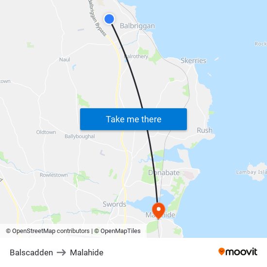 Balscadden to Malahide map