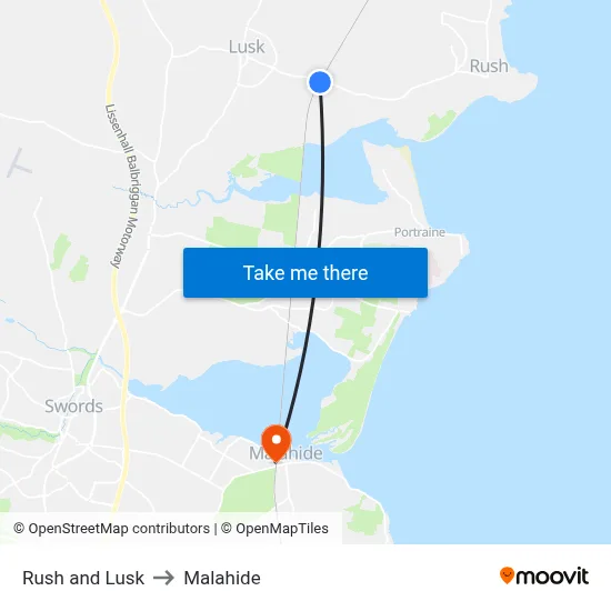 Rush and Lusk to Malahide map