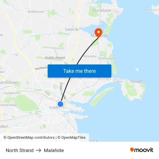 North Strand to Malahide map