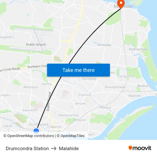Drumcondra Station to Malahide map
