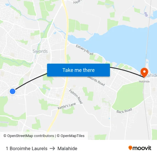 1 Boroimhe Laurels to Malahide map