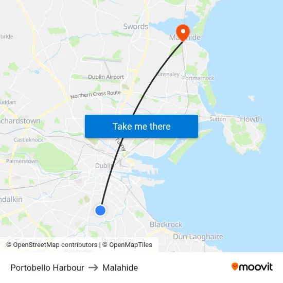 Portobello Harbour to Malahide map