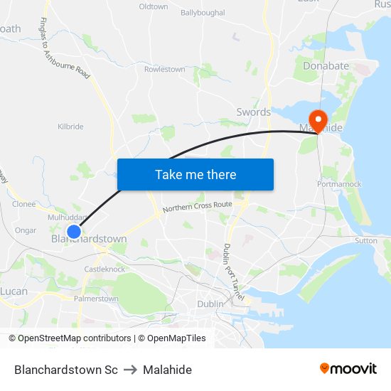 Blanchardstown Sc to Malahide map
