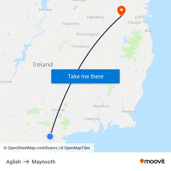 Aglish to Maynooth map
