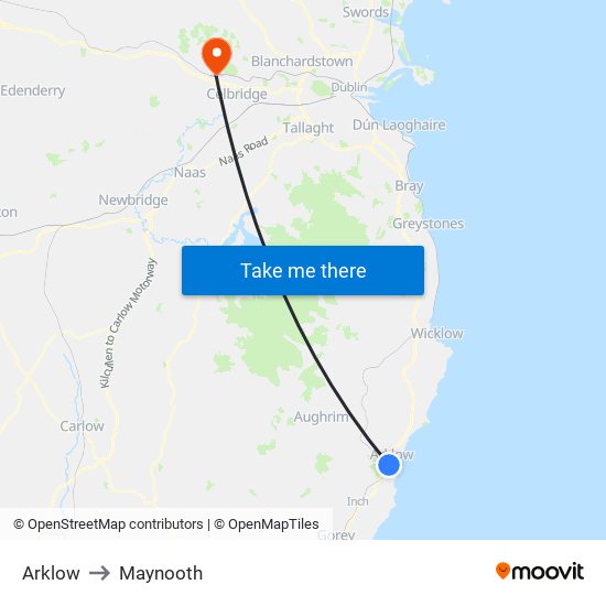 Arklow to Maynooth map