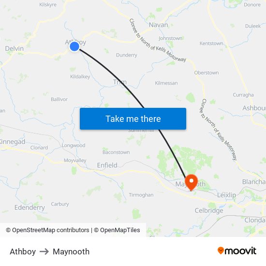 Athboy to Maynooth map