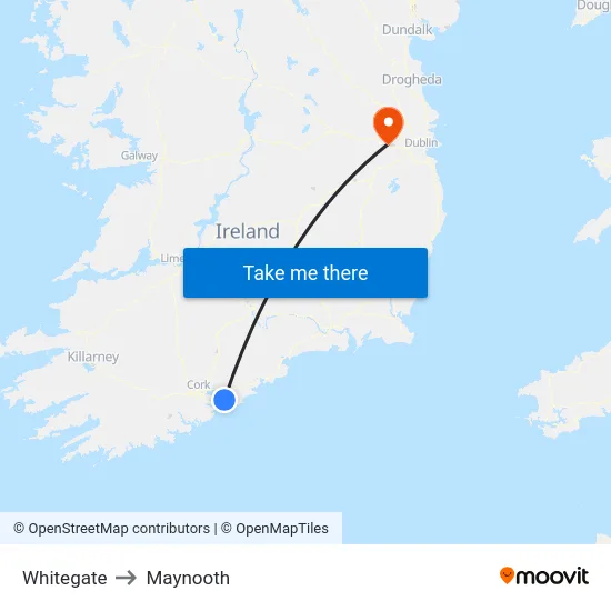 Whitegate to Maynooth map