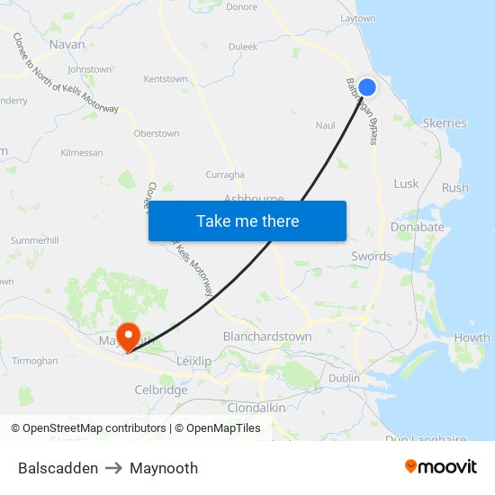 Balscadden to Maynooth map