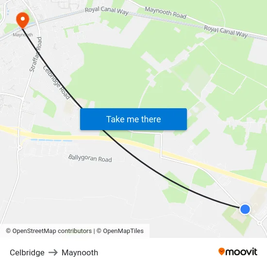 Celbridge to Maynooth map
