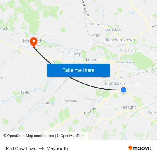 Red Cow Luas to Maynooth map