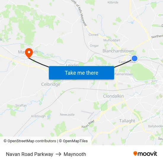 Navan Road Parkway to Maynooth map