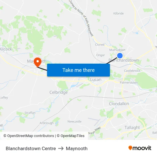 Blanchardstown Centre to Maynooth map
