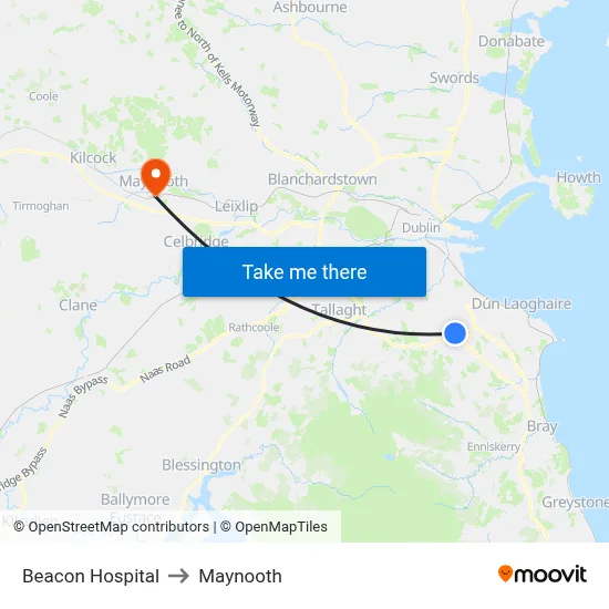 Beacon Hospital to Maynooth map