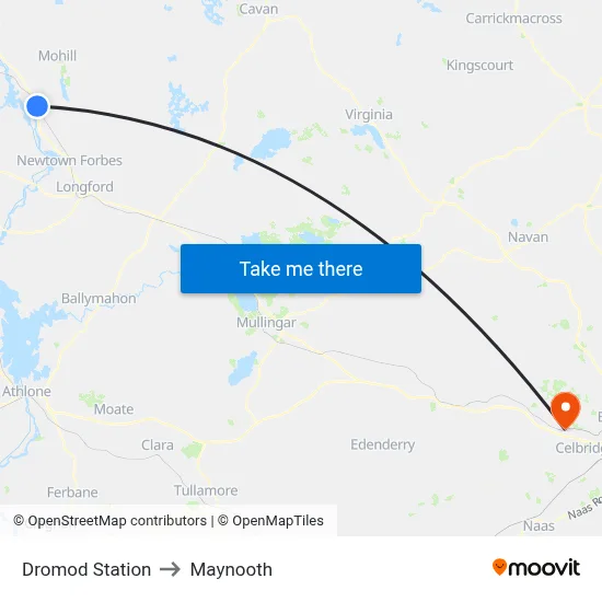 Dromod Station to Maynooth map