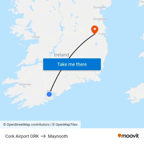 Cork Airport ORK to Maynooth map