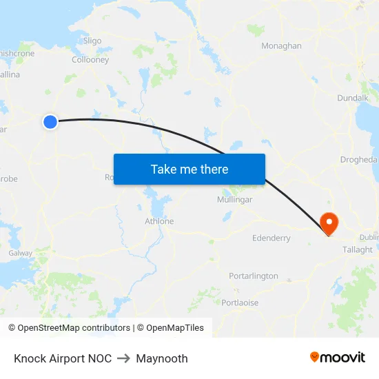Knock Airport NOC to Maynooth map