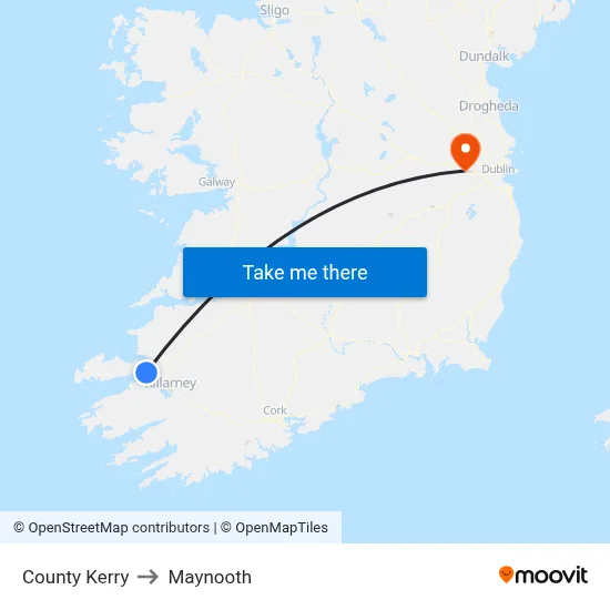 County Kerry to Maynooth map