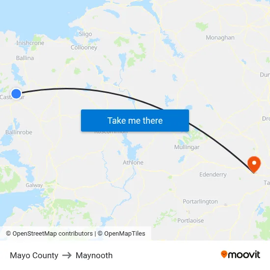 Mayo County to Maynooth map