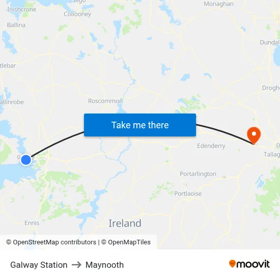 Galway Station to Maynooth map