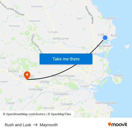 Rush and Lusk to Maynooth map