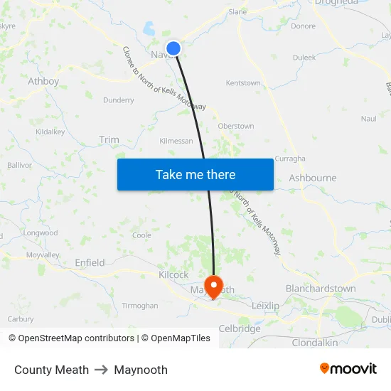 County Meath to Maynooth map