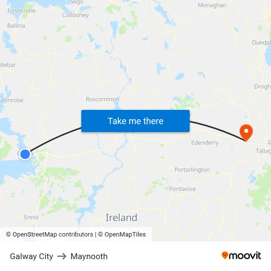 Galway City to Maynooth map