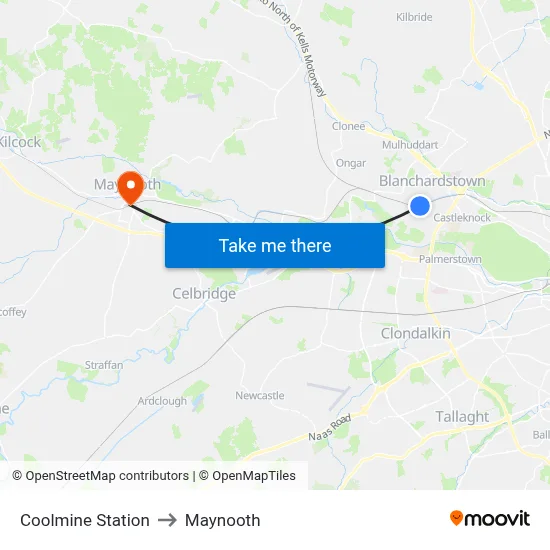 Coolmine Station to Maynooth map