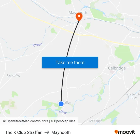 The K Club Straffan to Maynooth map