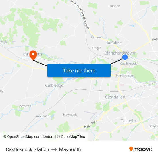 Castleknock Station to Maynooth map