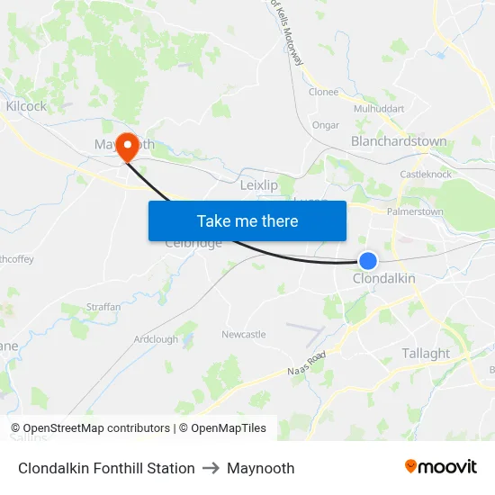 Clondalkin Fonthill Station to Maynooth map
