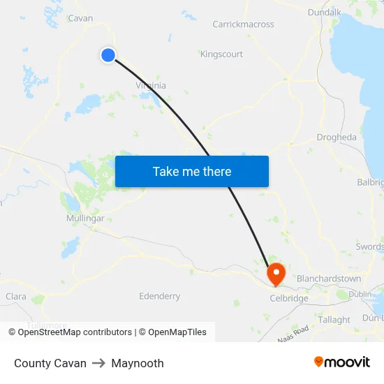 County Cavan to Maynooth map