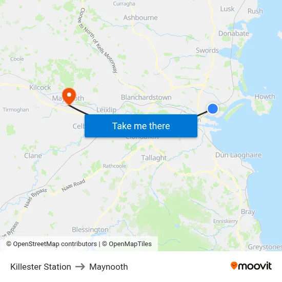 Killester Station to Maynooth map
