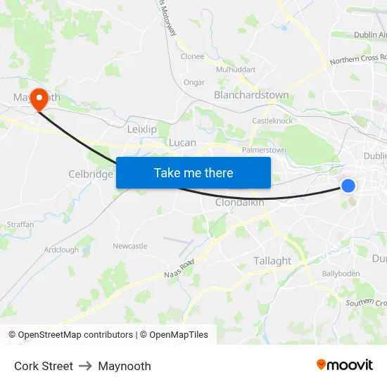 Cork Street to Maynooth map