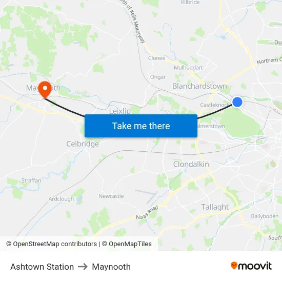 Ashtown Station to Maynooth map