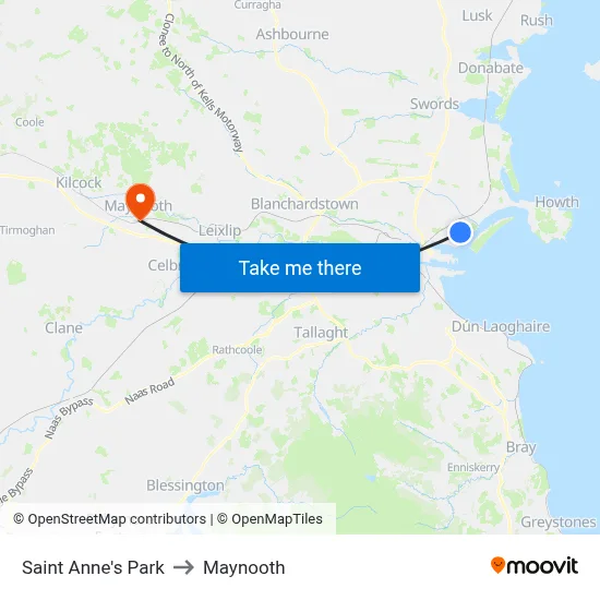 Saint Anne's Park to Maynooth map