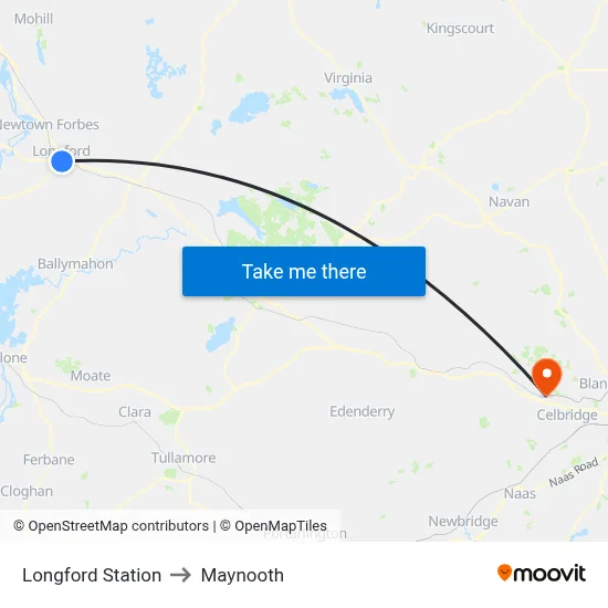 Longford Station to Maynooth map