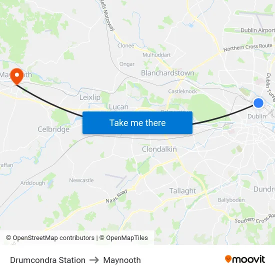 Drumcondra Station to Maynooth map