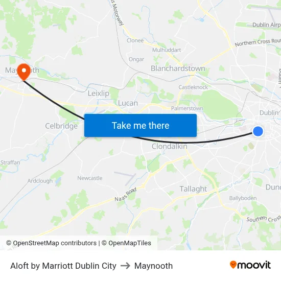Aloft by Marriott Dublin City to Maynooth map