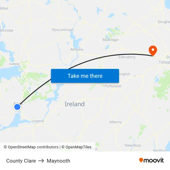 County Clare to Maynooth map