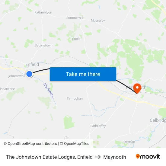 The Johnstown Estate Lodges, Enfield to Maynooth map