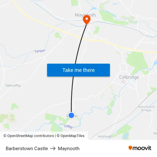 Barberstown Castle to Maynooth map