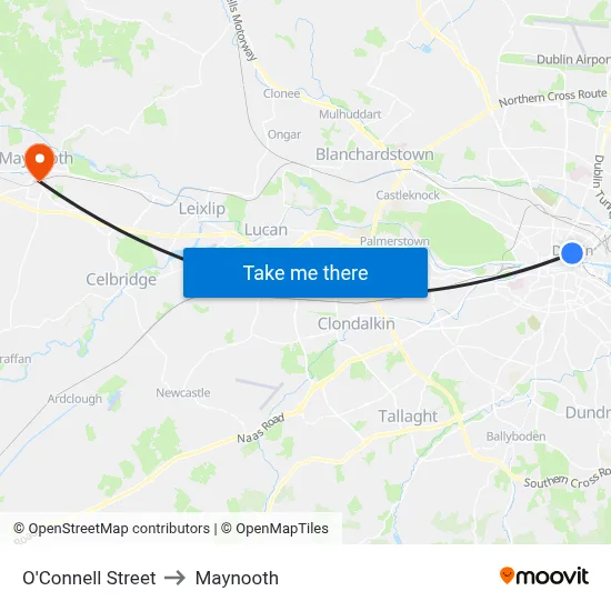 O'Connell Street to Maynooth map